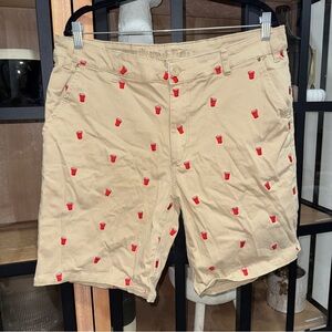 Khaki shorts Red Solo Cup embroidered request jeans chinos frat college funny